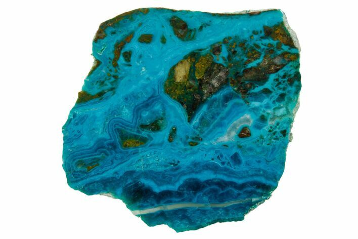 Polished Banded Chrysocolla Slice - Bagdad Mine, Arizona #378912